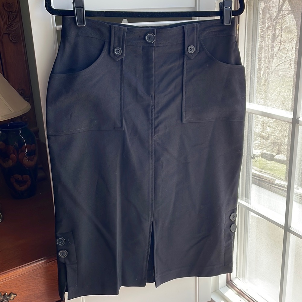Vintage black skirt with front, back and side slits